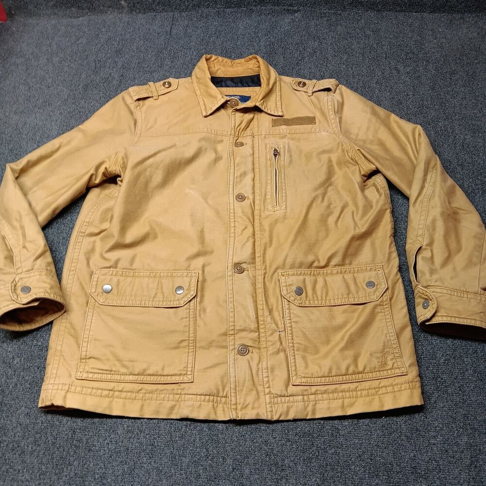 American Eagle Jacket Men XLT XL Tall Brown Khaki Military Field Utility Chore